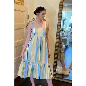 Cara Cara Campbell Multi Stripe Cotton Summer Midi Dress Size M